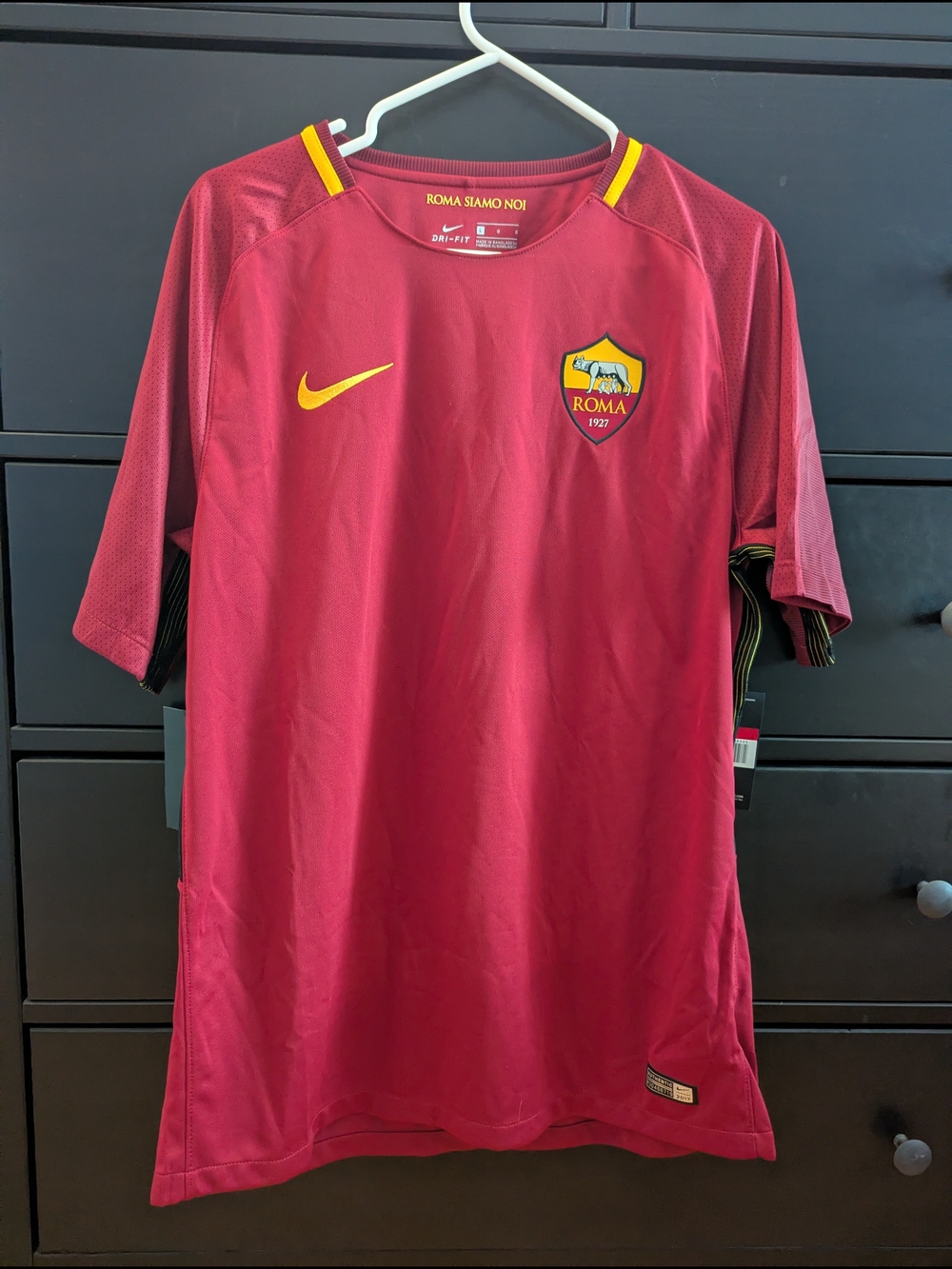 AS Roma Nike Home Jersey - Maroon with Yellow Accents